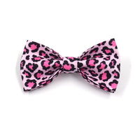 HKM-6491069 Double-layer Pink Leopard Dog Bowknot Collar - Engraved Pet Accessory