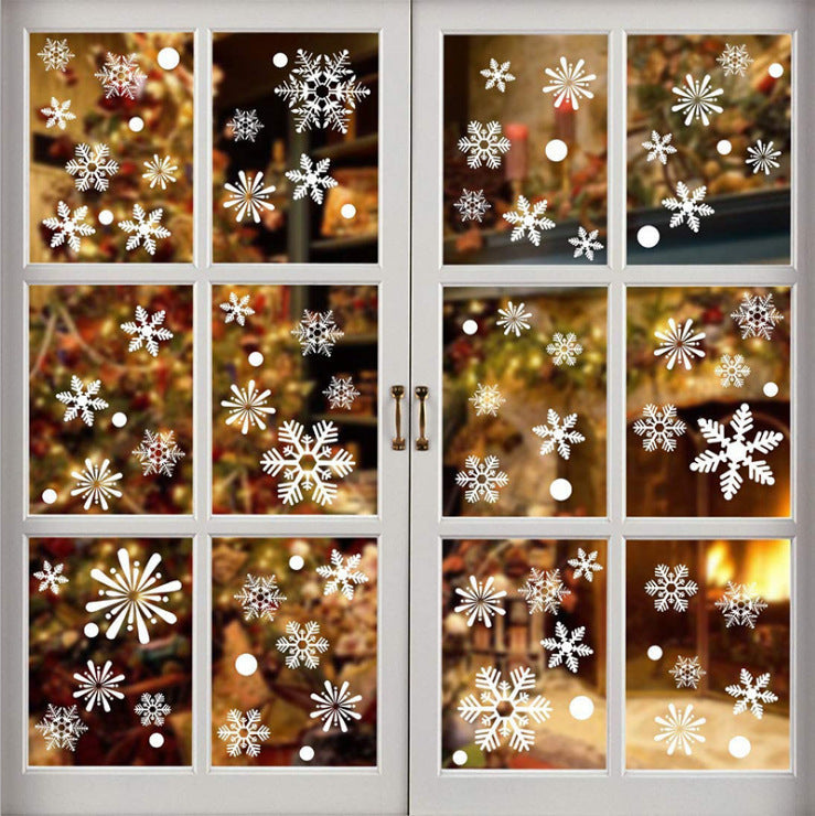 HKM-649171 Static Glass Window Stickers for Christmas and New Year - Cartoon Style, Waterproof PVC, 28x35cm
