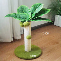 HKM-6492349 Emerald Green Cat Tree with Sisal Rope and Soft Fabric for Feline Play and Relaxation