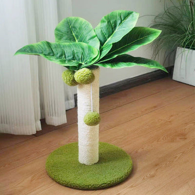 HKM-6492349 Emerald Green Cat Tree with Sisal Rope and Soft Fabric for Feline Play and Relaxation