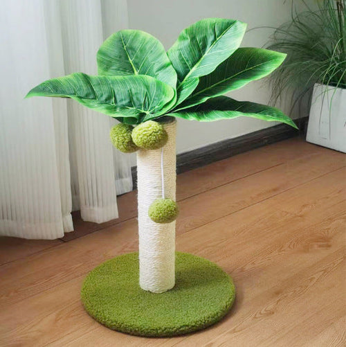 HKM-6492349 Emerald Green Cat Tree with Sisal Rope and Soft Fabric for Feline Play and Relaxation