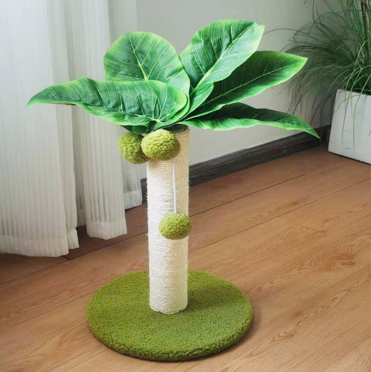 HKM-6492349 Emerald Green Cat Tree with Sisal Rope and Soft Fabric for Feline Play and Relaxation