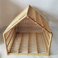 HKM-6492733 Cozy Rattan Cat and Small Dog Cave with Cotton Pad - 50cm Width
