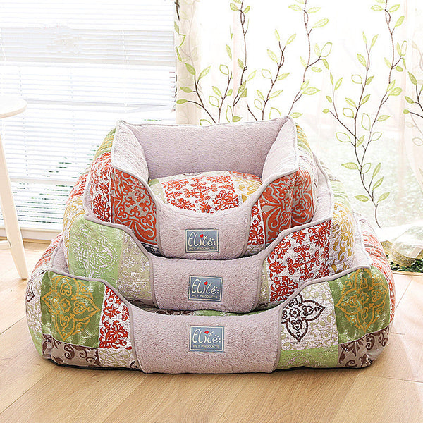 HKM-6493117 Cozy Removable Cotton Pet Nest with Detachable Dog Mat - Washable and Breathable Design