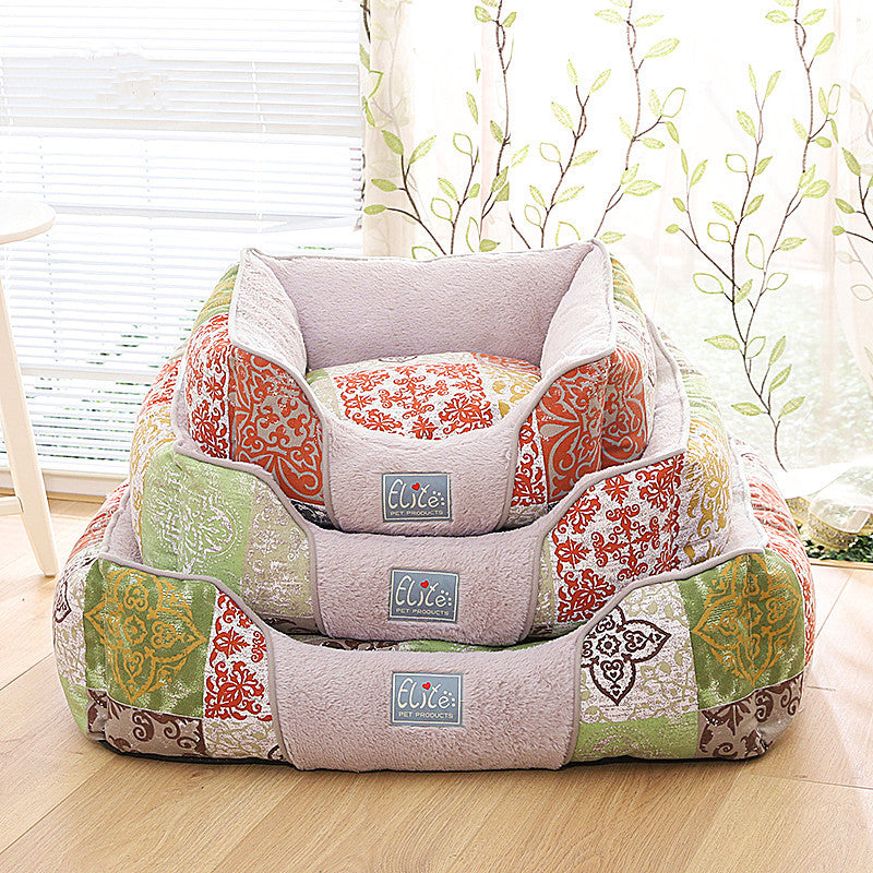 HKM-6493117 Cozy Removable Cotton Pet Nest with Detachable Dog Mat - Washable and Breathable Design