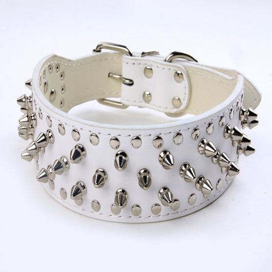 HKM-649427 Bullet Rivet Dog Collar for Medium and Large Pets - Available in Multiple Colors and Durable PU Material
