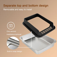 HKM-6494525 Oversized Stainless Steel Litter Box with Removable Lid - Semi-Enclosed, Splash-Proof, and Leak-Proof Design for Large Cats