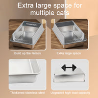 HKM-6494525 Oversized Stainless Steel Litter Box with Removable Lid - Semi-Enclosed, Splash-Proof, and Leak-Proof Design for Large Cats