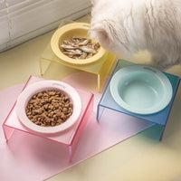 HKM-6495037 Acrylic Cat and Dog Bowl Rack with Anti-Tumble Design - Various Colors Available