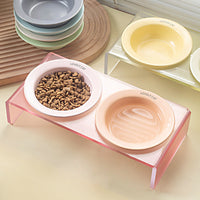 HKM-6495037 Acrylic Cat and Dog Bowl Rack with Anti-Tumble Design - Various Colors Available