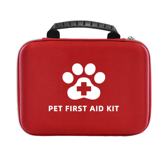 HKM-6495293 Portable Pet First Aid Kit - Emergency Wound Treatment Storage Bag Set for Cats and Dogs, 101 Pieces, Red