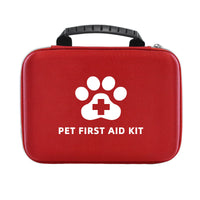 HKM-6495293 Portable Pet First Aid Kit - Emergency Wound Treatment Storage Bag Set for Cats and Dogs, 101 Pieces, Red