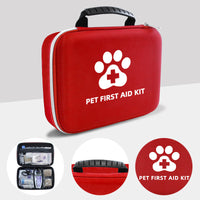 HKM-6495293 Portable Pet First Aid Kit - Emergency Wound Treatment Storage Bag Set for Cats and Dogs, 101 Pieces, Red
