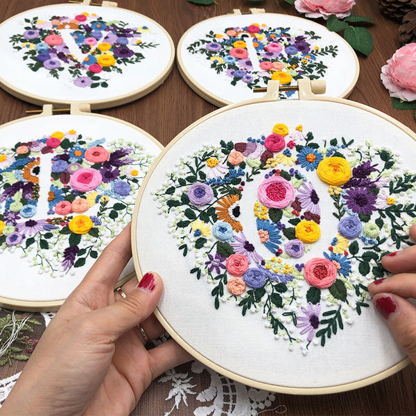 HKM-649555 Love Embroidery Kit - Simple 3D Design for Home and Outdoor Decoration