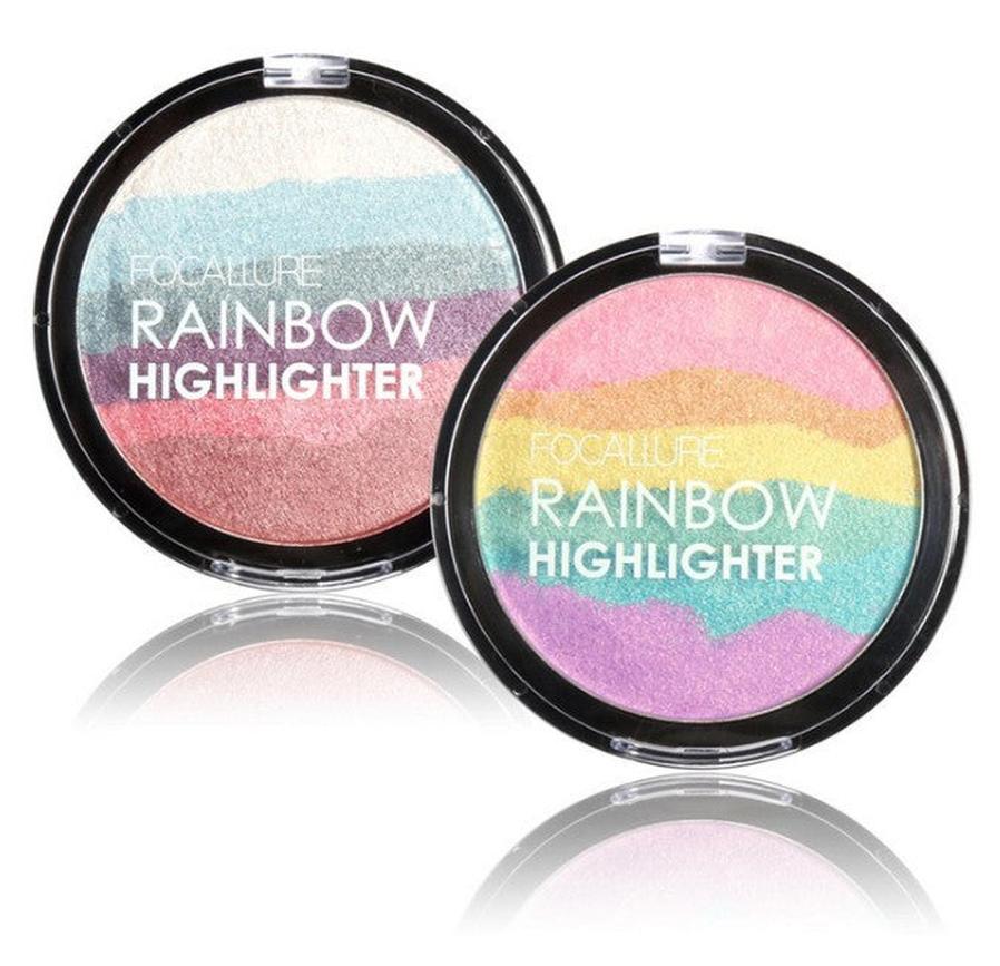 HKM-649619 Rainbow Highlighter Palette with 6 Shimmer Shades for Versatile Makeup Looks