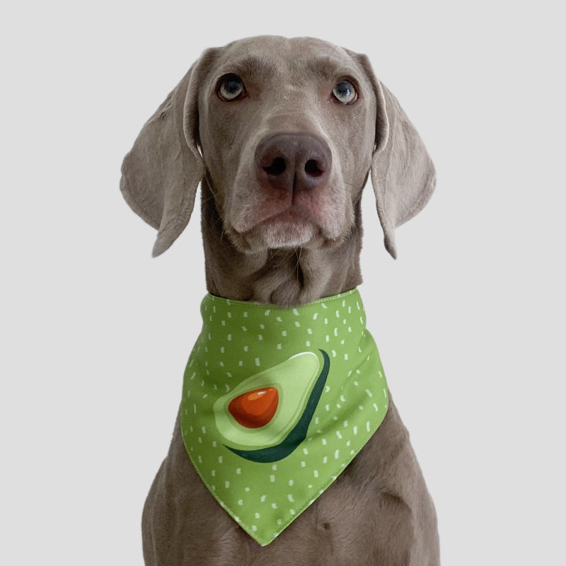 HKM-6496445 Refreshing Avocado Triangle Scarf for Dogs and Cats - Universal Fit, Four Seasons, Waterproof Polyester