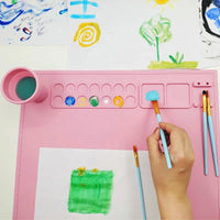HKM-649683 Waterproof Silicone Drawing Mat for Kids - Foldable DIY Art Mat with Cup