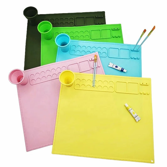 HKM-649683 Waterproof Silicone Drawing Mat for Kids - Foldable DIY Art Mat with Cup