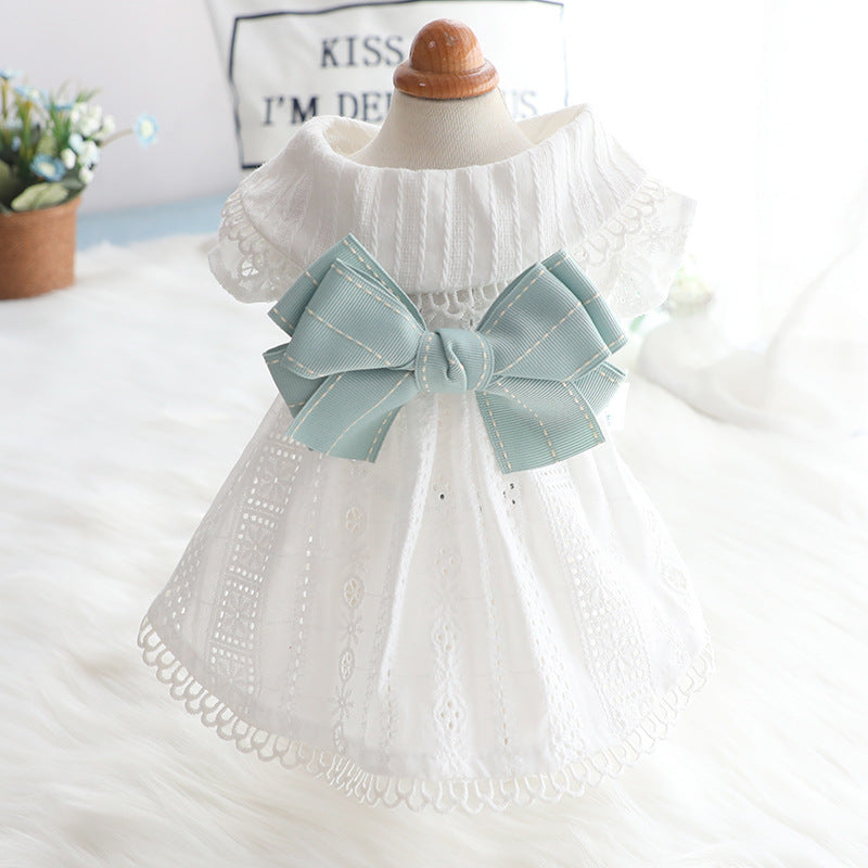 HKM-6497213 Mint Butterfly Summer Dress for Cats, Cotton Fabric, Sizes XS to XL