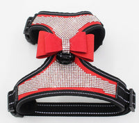 HKM-6498109 Reflective Rhinestone Mesh Pet Chest Strap for Enhanced Visibility and Comfort