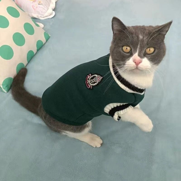 HKM-6499389 Warm College Style Winter Clothes for British Shorthair Cats and Small Dogs in Multiple Colors