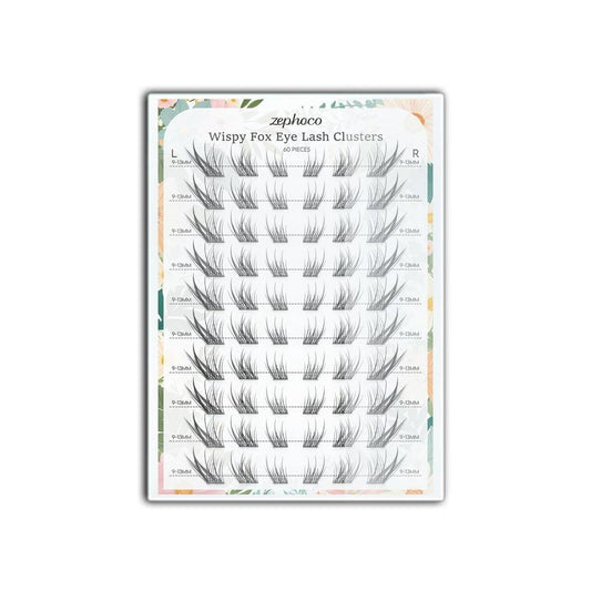 HKM-649939 Wispy Fox Eye Lash Clusters - 60 Pieces of Man-Made Fiber Eyelashes