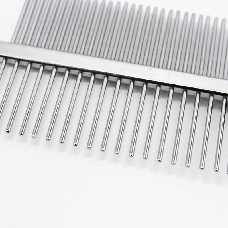 HKM-6500413 Double-Sided Pet Grooming Comb with Ergonomic Non-Slip Handle ¨C Perfect for Untangling and Removing Shedding Hair, 17cm Length