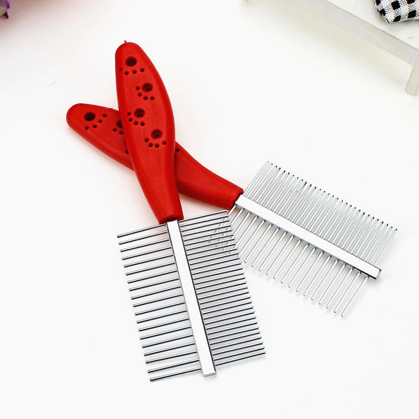 HKM-6500413 Double-Sided Pet Grooming Comb with Ergonomic Non-Slip Handle ¨C Perfect for Untangling and Removing Shedding Hair, 17cm Length