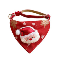 HKM-6500797 Festive Red Christmas Bandana for Pets with Santa and Tree Design, Adjustable Collar for Cats and Small to Medium Dogs