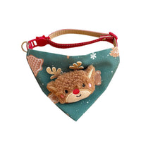 HKM-6500797 Festive Red Christmas Bandana for Pets with Santa and Tree Design, Adjustable Collar for Cats and Small to Medium Dogs