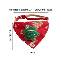HKM-6500797 Festive Red Christmas Bandana for Pets with Santa and Tree Design, Adjustable Collar for Cats and Small to Medium Dogs