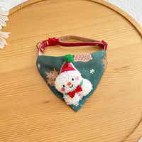 HKM-6500797 Festive Red Christmas Bandana for Pets with Santa and Tree Design, Adjustable Collar for Cats and Small to Medium Dogs