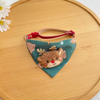 HKM-6500797 Festive Red Christmas Bandana for Pets with Santa and Tree Design, Adjustable Collar for Cats and Small to Medium Dogs