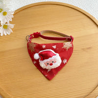 HKM-6500797 Festive Red Christmas Bandana for Pets with Santa and Tree Design, Adjustable Collar for Cats and Small to Medium Dogs
