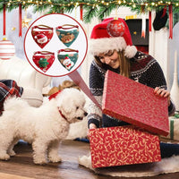 HKM-6500797 Festive Red Christmas Bandana for Pets with Santa and Tree Design, Adjustable Collar for Cats and Small to Medium Dogs