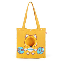 HKM-6501053 Portable Pet Canvas Tote Bag for Cats and Dogs - Cute Animal Design with Exposed Head Feature, Ideal for Outdoor Travel