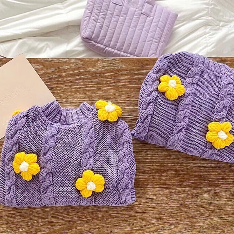 HKM-6502589 Flower Print Knitted Dog Clothes - Purple - XS to XL Sizes Available