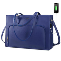 HKM-650259 Stylish PU Leather Tote Bag with USB Port for Women, Large Shoulder Handbag and Briefcase Design