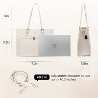 HKM-650259 Stylish PU Leather Tote Bag with USB Port for Women, Large Shoulder Handbag and Briefcase Design