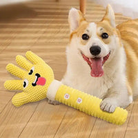 HKM-6504253 Palm-Shaped Plush Dog Teething Toy with Squeaker - Bite Resistant Chewing Accessory