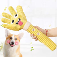 HKM-6504253 Palm-Shaped Plush Dog Teething Toy with Squeaker - Bite Resistant Chewing Accessory