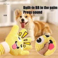 HKM-6504253 Palm-Shaped Plush Dog Teething Toy with Squeaker - Bite Resistant Chewing Accessory