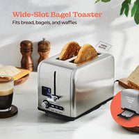 HKM-650451 Stainless Steel 2-Slice Toaster with Digital LED Display and Automatic Pop-Up Feature