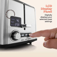 HKM-650451 Stainless Steel 2-Slice Toaster with Digital LED Display and Automatic Pop-Up Feature