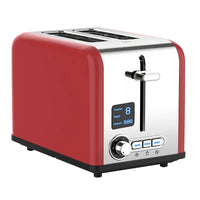 HKM-650451 Stainless Steel 2-Slice Toaster with Digital LED Display and Automatic Pop-Up Feature
