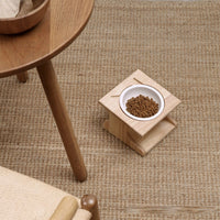 HKM-6504765 Wooden Cat Bowl Set with Ceramic Dish and Installation Tools - Bamboo or Oak Options