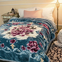 HKM-650515 Flannel Plant Pattern Blanket for Single Dorm Bedding - Winter Comfort Quilt, 200x230cm