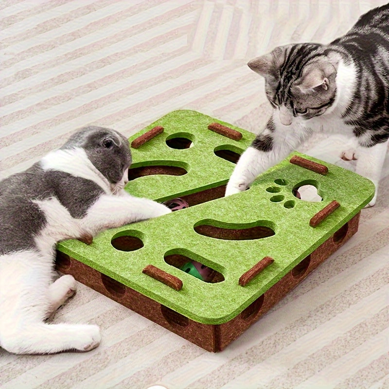 HKM-6505405 Interactive Cat Puzzle Toy with Maze and Bell Ball for Indoor Mental Stimulation and Exercise