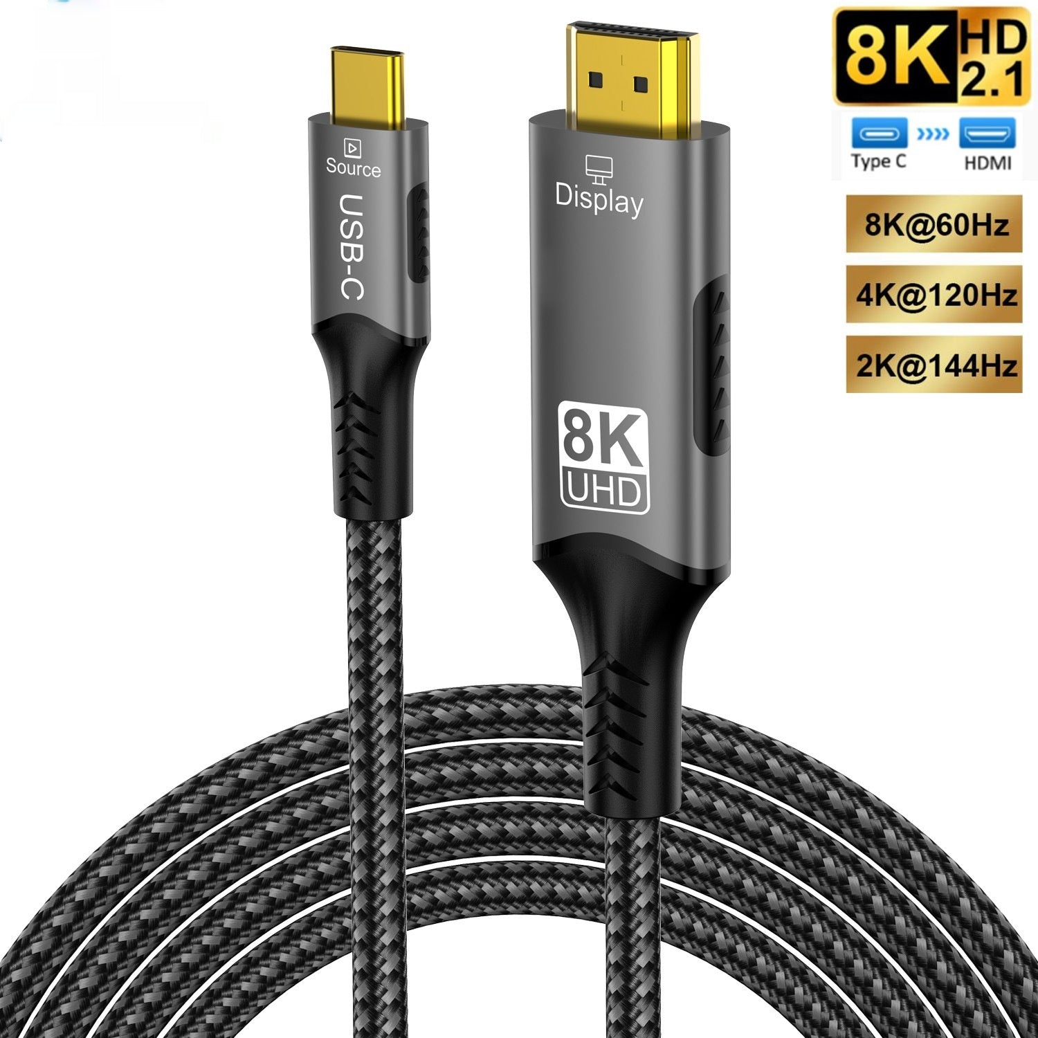 HKM-650579 8K and 4K Type-C to HDMI Data Cable in Multiple Lengths