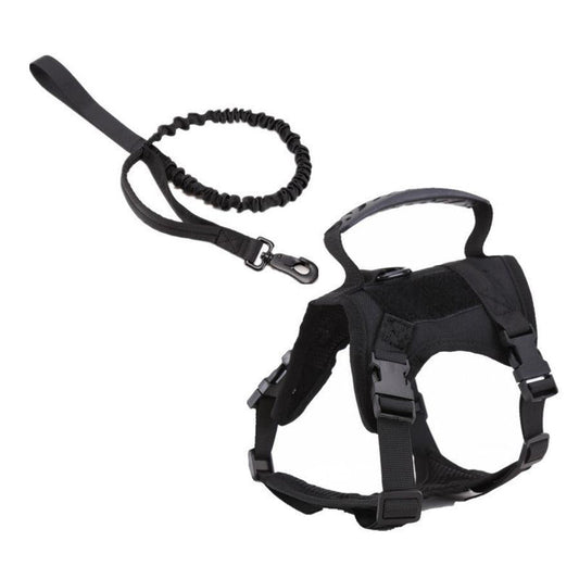 HKM-650579 Breathable Nylon Tactical Pet Harness with Traction Rope for Dogs and Cats
